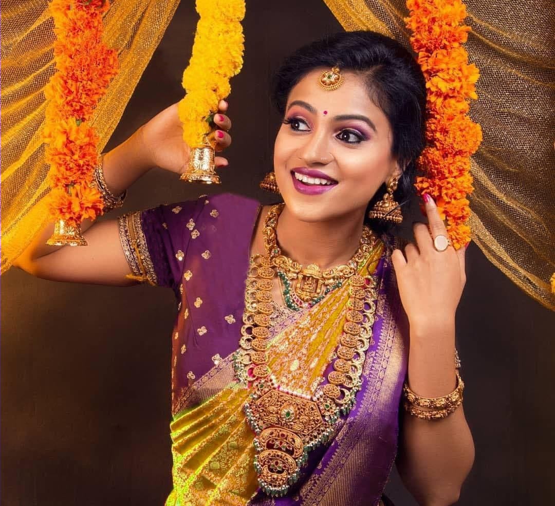 Yellow Color Banarasi Purple Border Saree