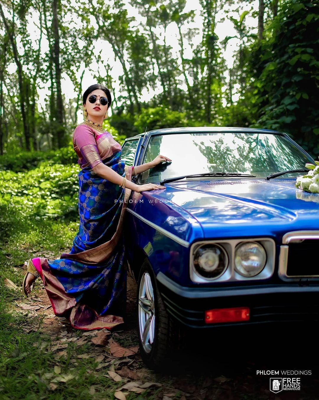 Blue and Pink Color Soft Banarasi Silk Saree