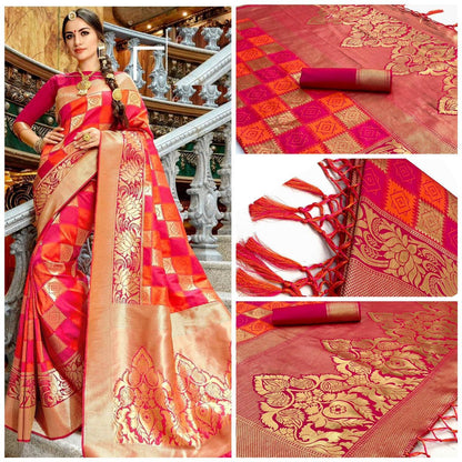 Pink Color Jacquard Border Amazing Saree