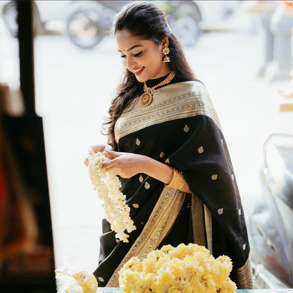 Marvelous Black Color Jacquard Work Saree