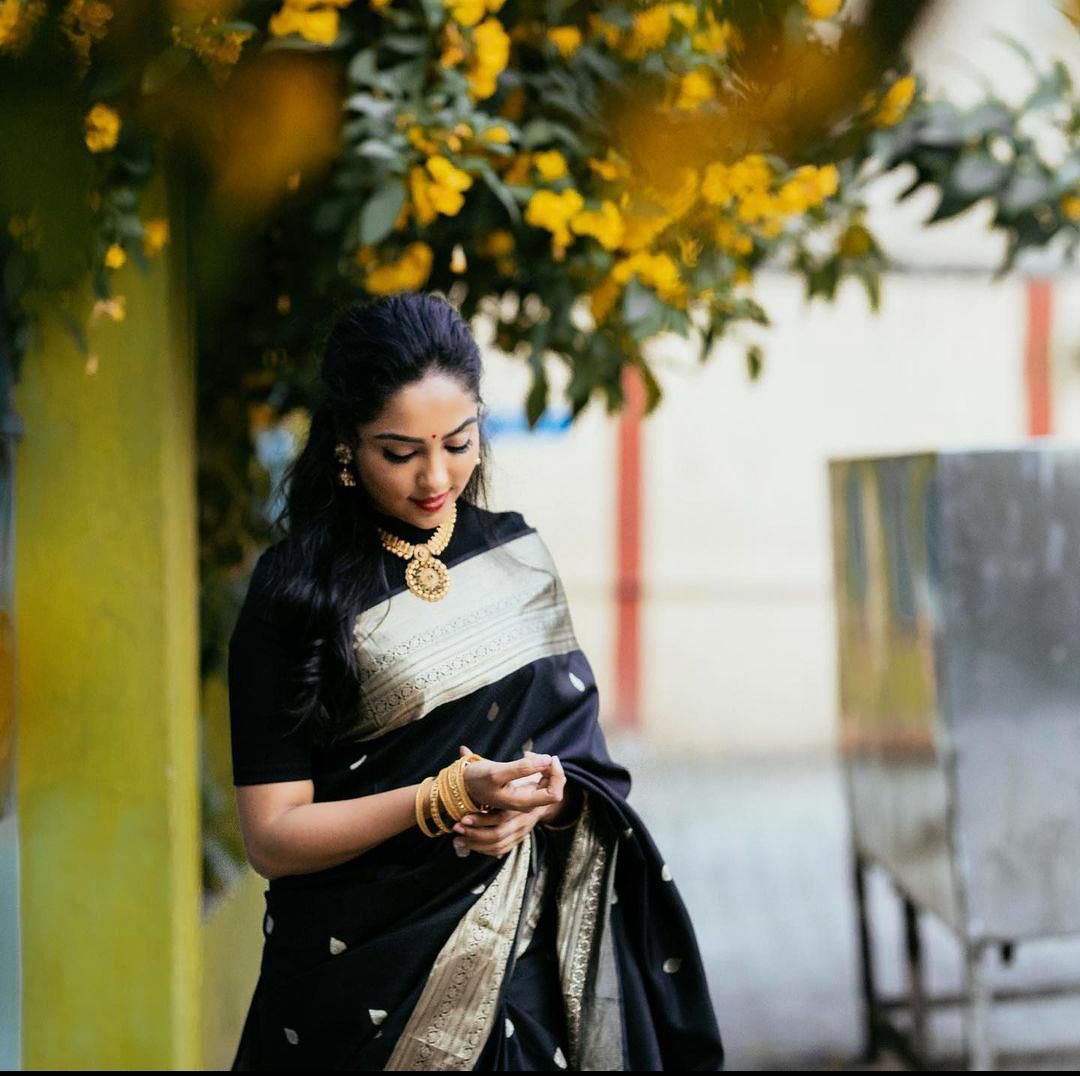 Marvelous Black Color Jacquard Work Saree