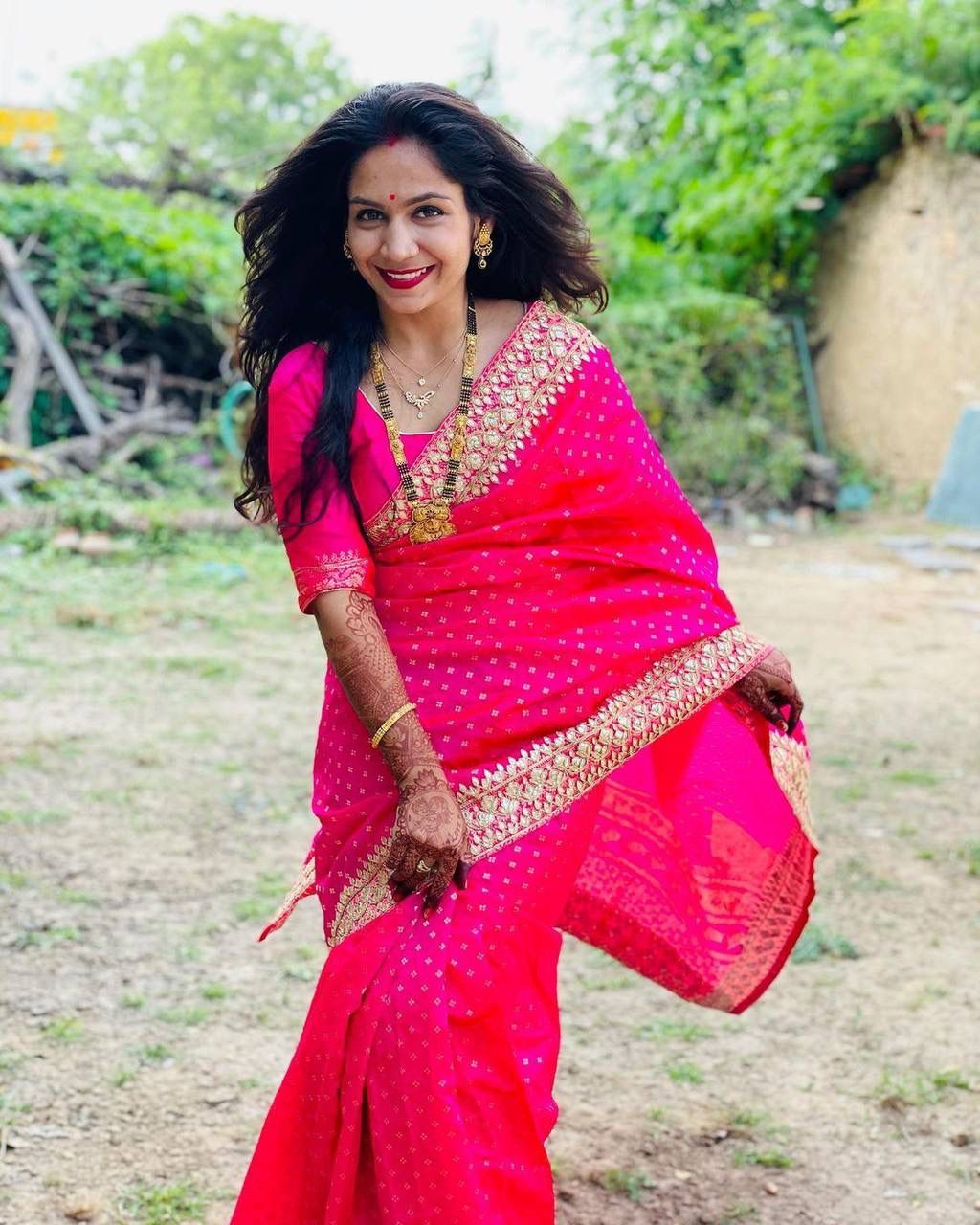Pink Color Embroidery Work Banarasi Silk Saree