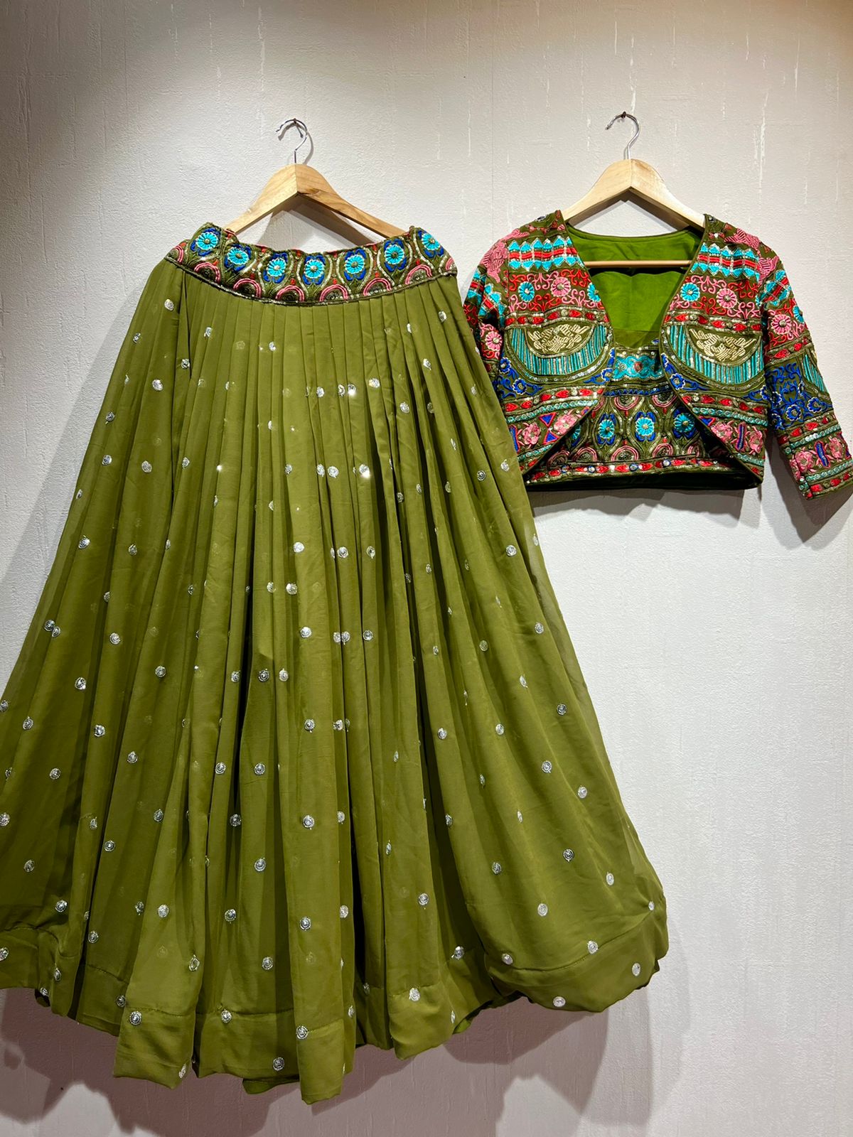 Mehndi Color Sequence Work Function Lehenga Choli