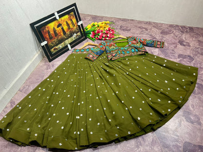 Mehndi Color Sequence Work Function Lehenga Choli