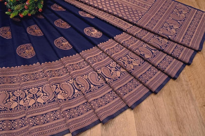 Groovy Navy Blue Jacquard Work Banarasi Saree