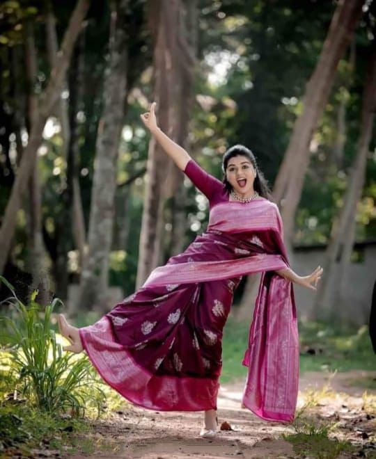 Lovely Wine With Light Pink Color Banarasi Silk Saree