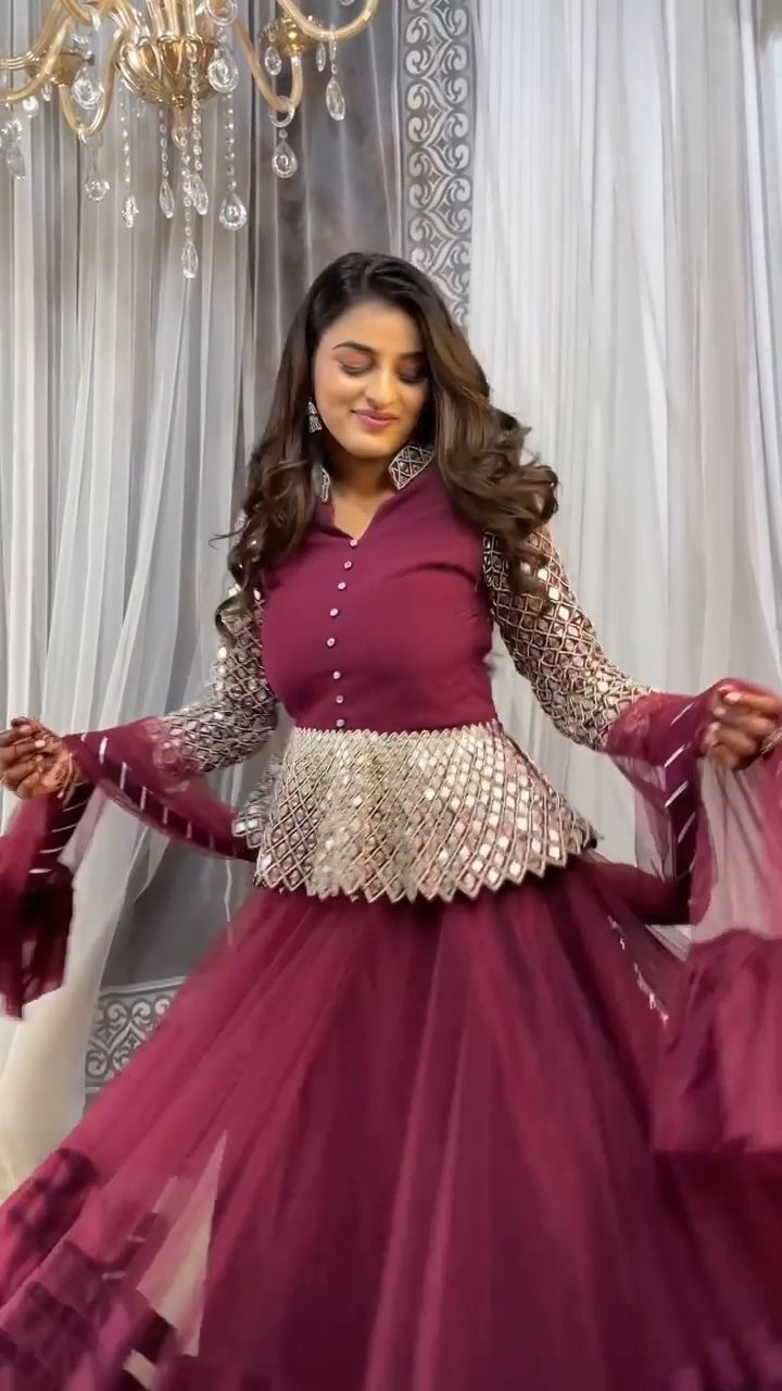 Stylish Dark Pink Color Lehenga With Top