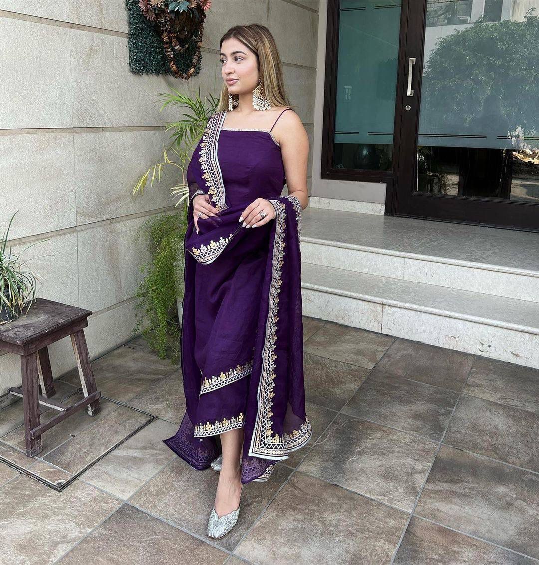 Innovative Purple Color Embroidered Work Salwar Suit