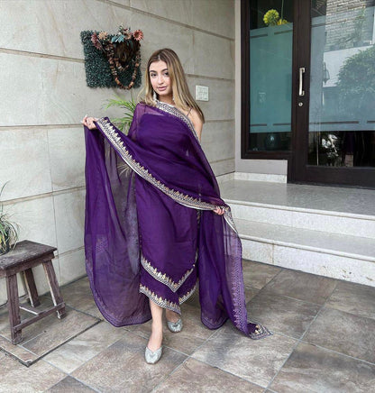 Innovative Purple Color Embroidered Work Salwar Suit