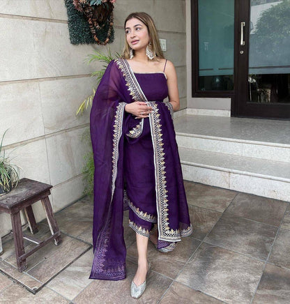 Innovative Purple Color Embroidered Work Salwar Suit
