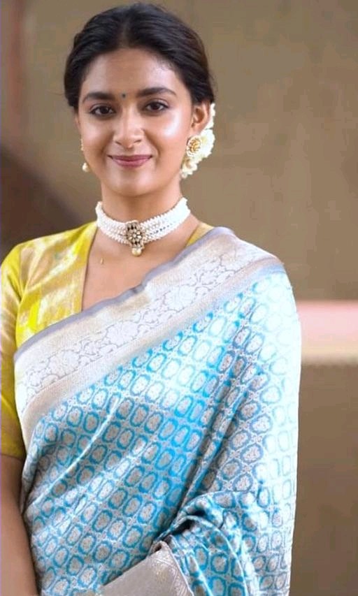 Glorious Sky Blue Color Silver Jari Design Saree