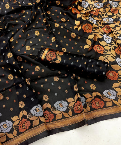 Grand Beautiful Rich Design Black Color Banarasi Saree