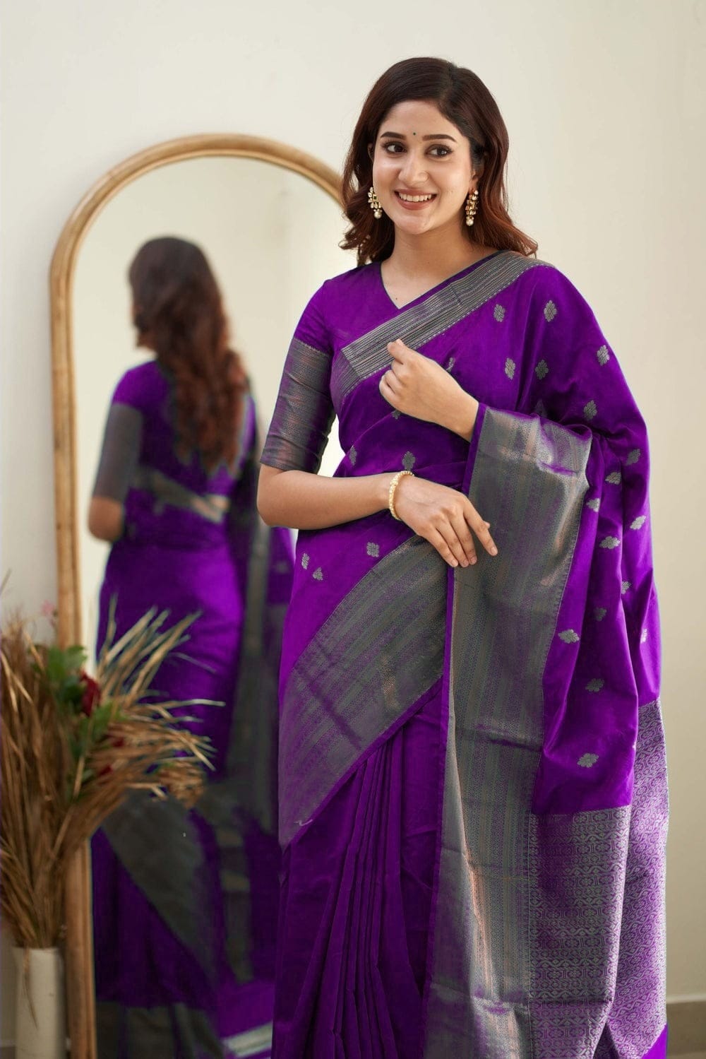 Rich Design Pallu And Border Purple Color Saree