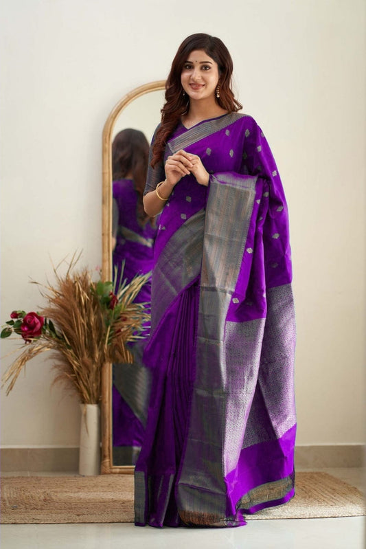 Rich Design Pallu And Border Purple Color Saree