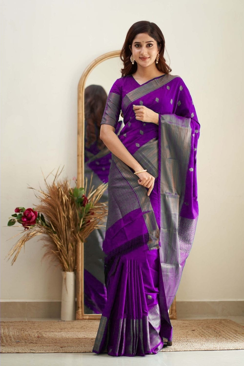 Rich Design Pallu And Border Purple Color Saree