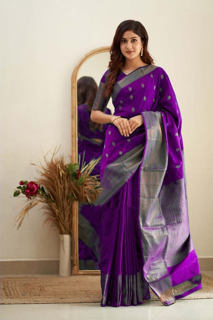 Rich Design Pallu And Border Purple Color Saree