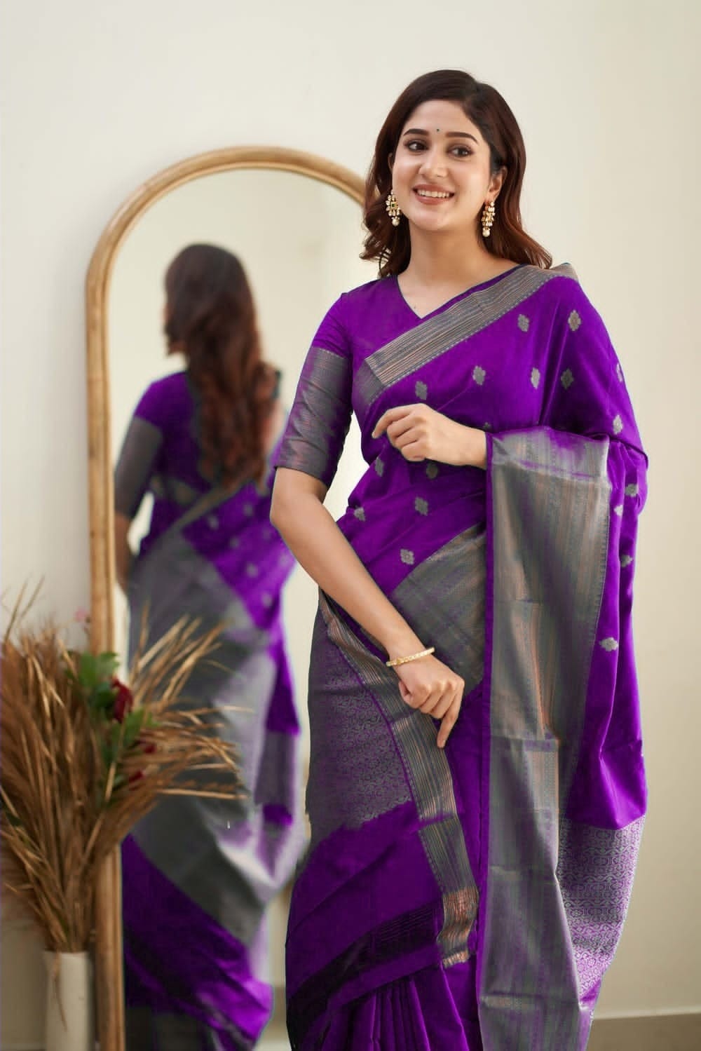 Rich Design Pallu And Border Purple Color Saree