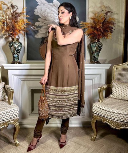 Brown Color Heavy Work Amazing Salwar Suit