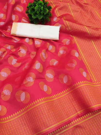 Ravishing Pink Color Handloom Weaving Silk Saree