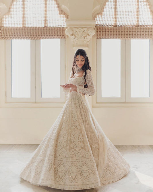 Demanding White Color Bridal Lehenga Choli
