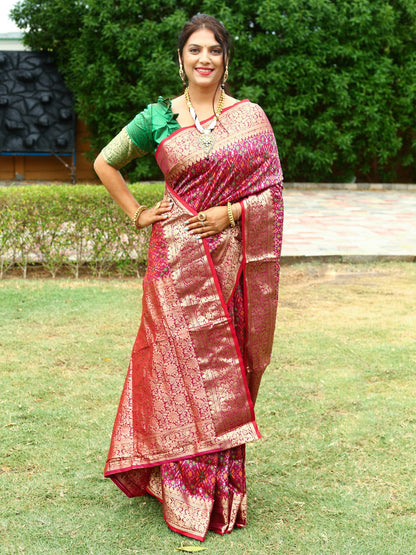 Gorgeous Pink Color All Over Patola Silk Saree