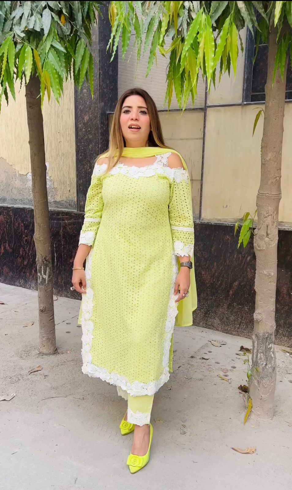 Chanderi Chifley Embroidery Work Parrot Green Color Salwar Suit