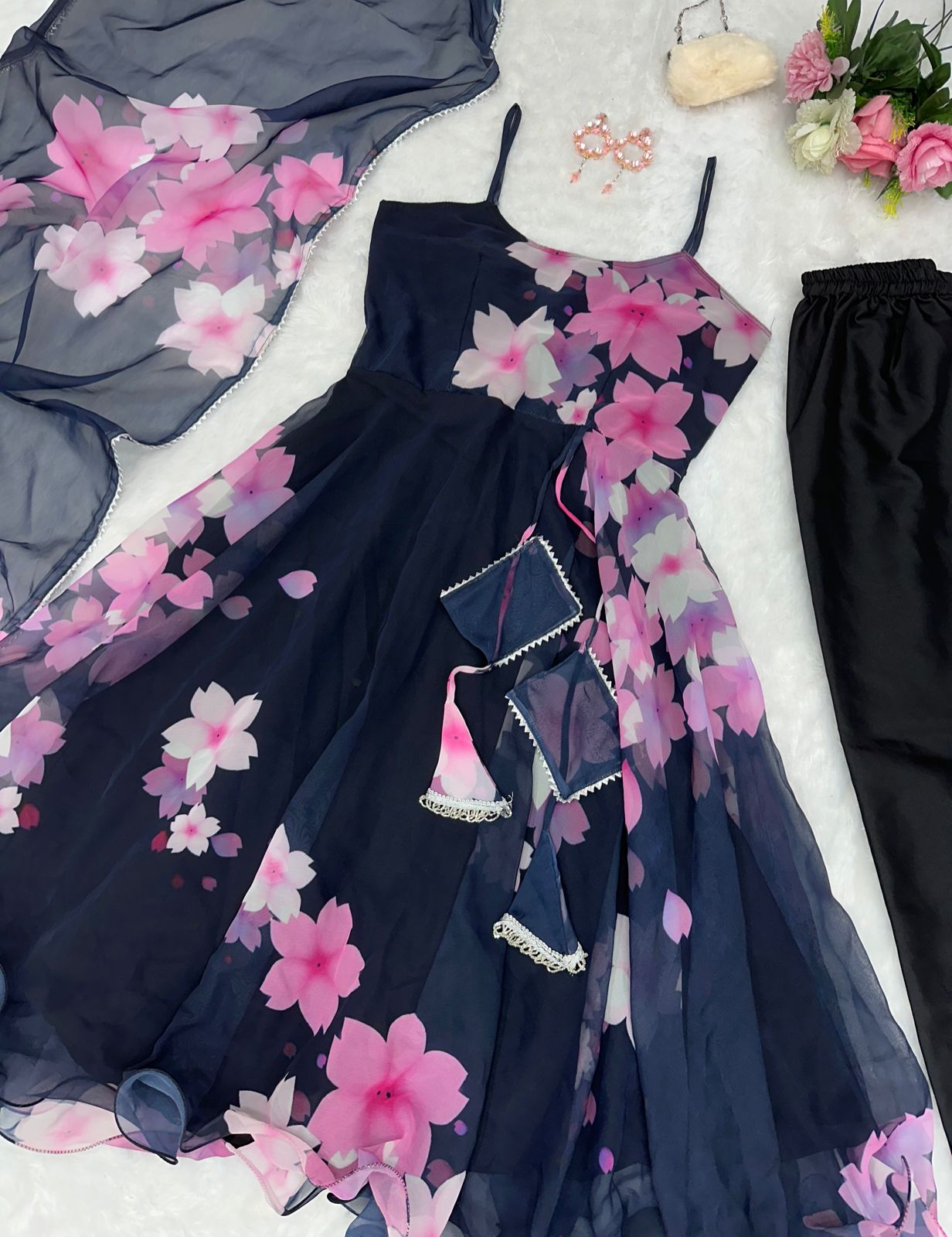 Exclusive Digital Printed Black Color Anarkali Suit