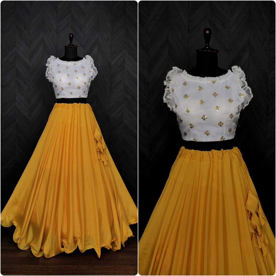 Dori Pattern Yellow Color Lehenga With Work Blouse