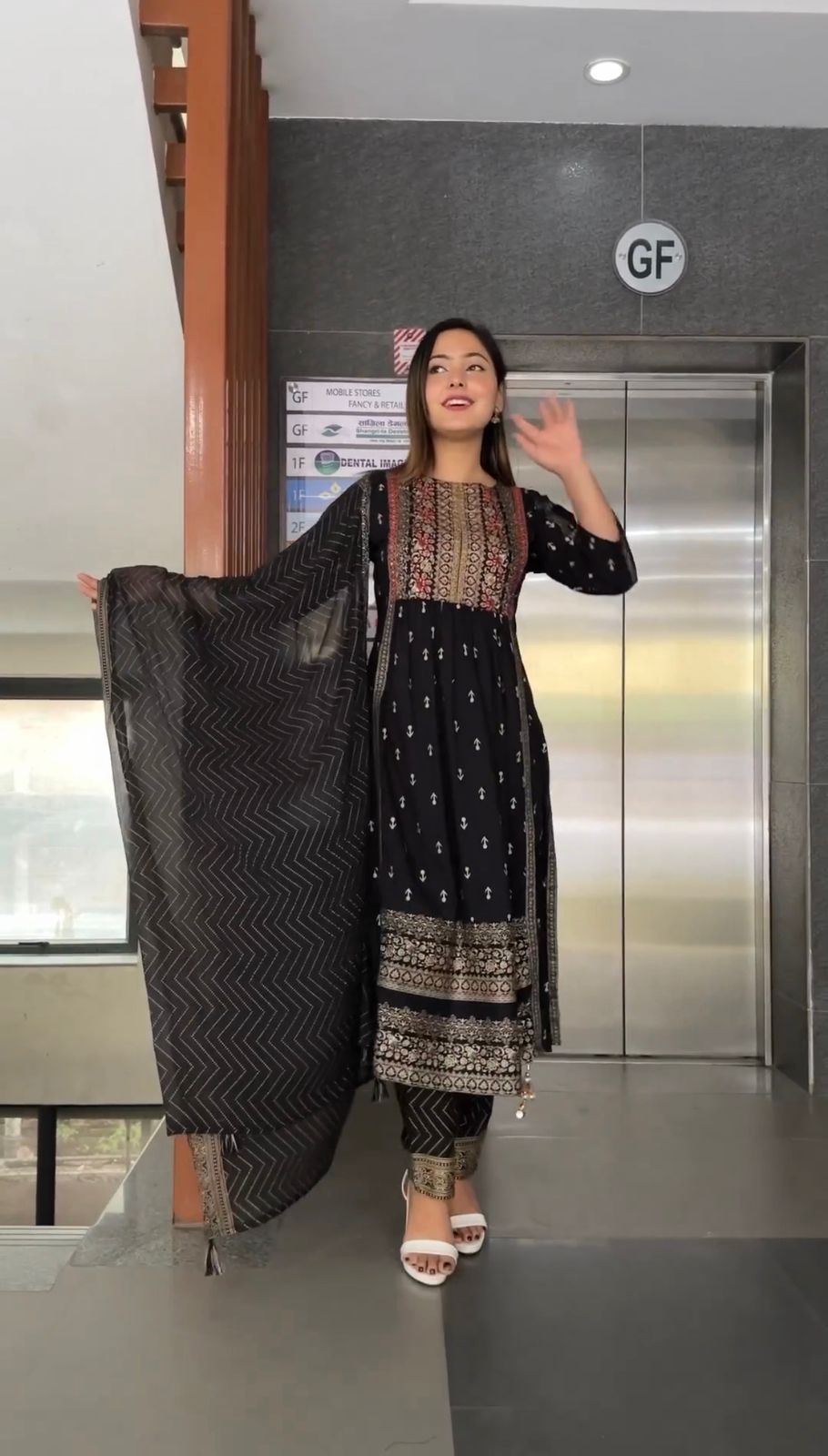 Marvelous Black Color Embroidery Work Salwar Suit
