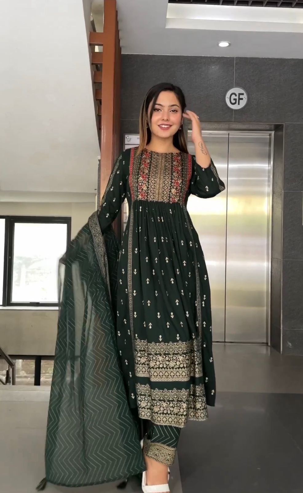 Marvelous Green Color Embroidery Work Salwar Suit