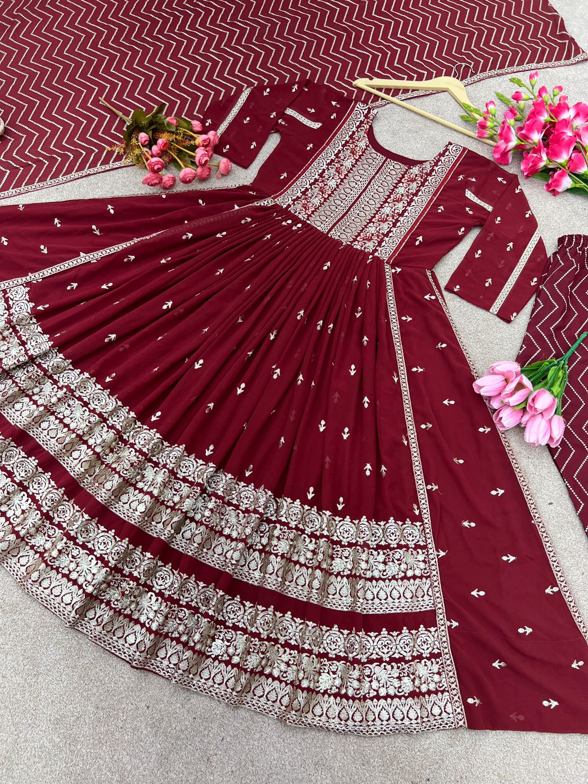 Marvelous Maroon Color Embroidery Work Salwar Suit