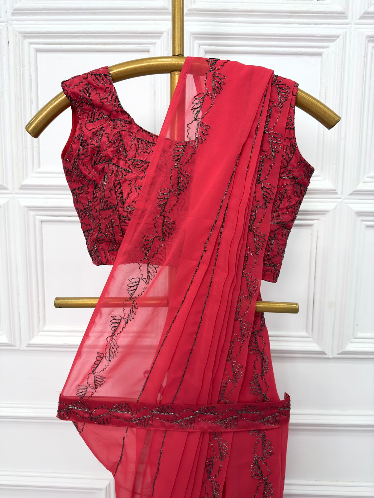 Dark Pink Color Dori Work Charming Saree