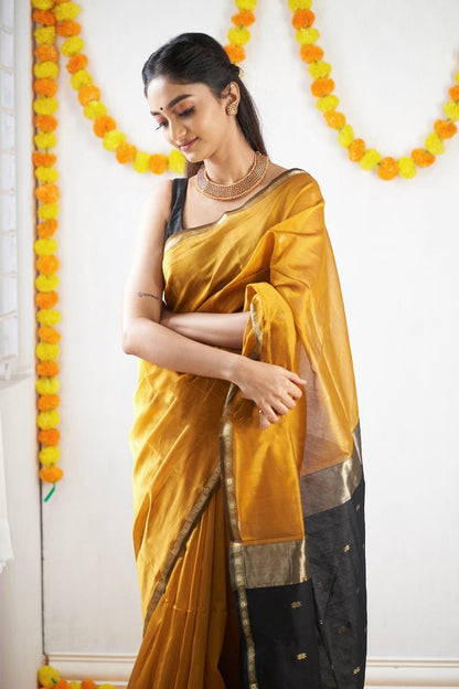 Function Wear Mustard Jacquard Saree