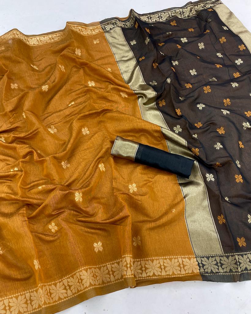 Function Wear Mustard Jacquard Saree