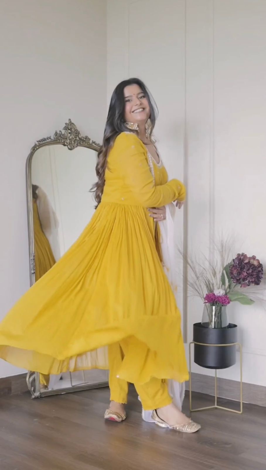 Glorious Yellow Color Long Koti Pattern Gown