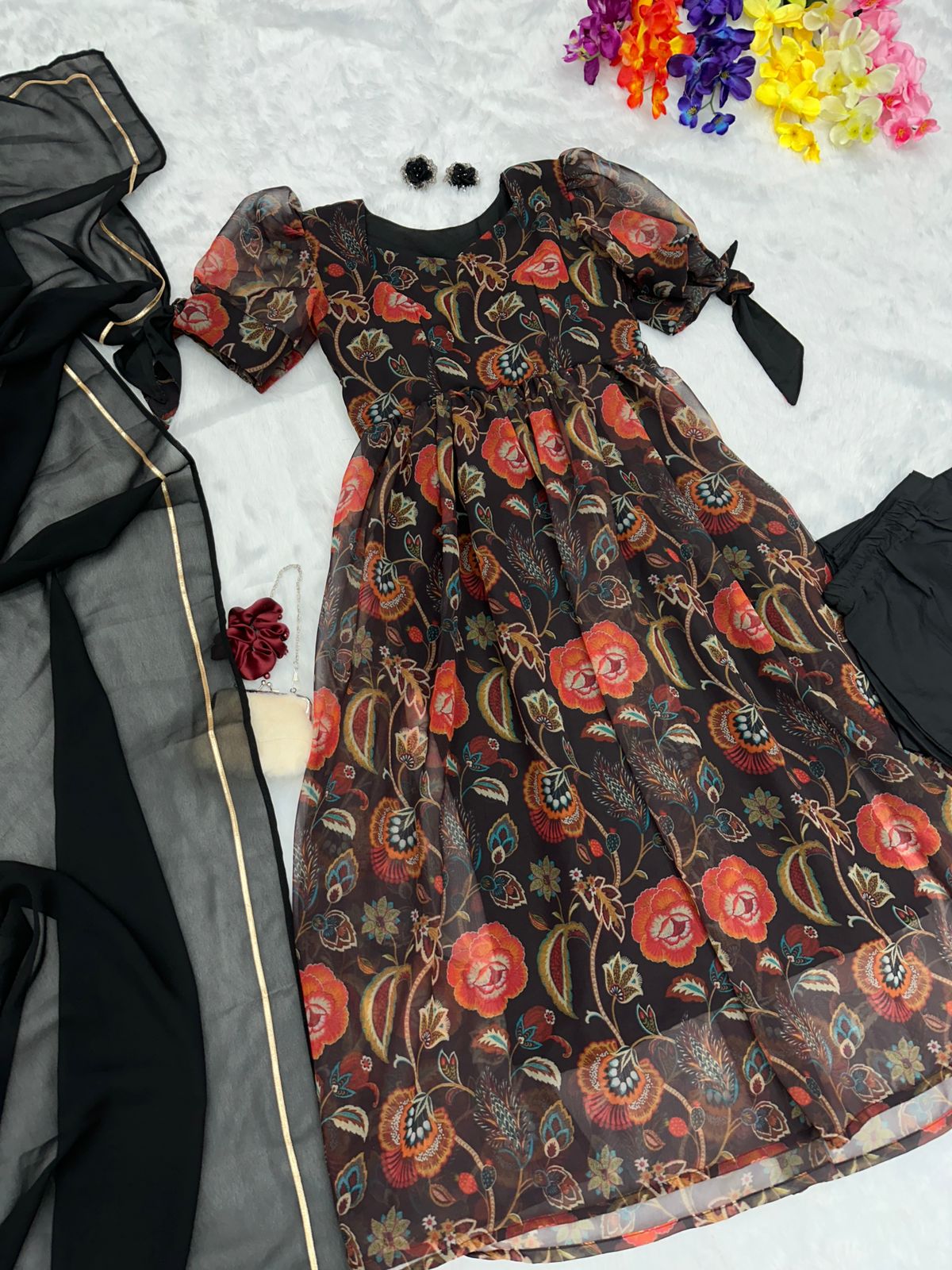 Exclusive Digital Printed Black Color Anarkali Suit