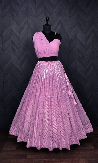 Dazzling Sequence Work Light Pink Color Lehenga Choli