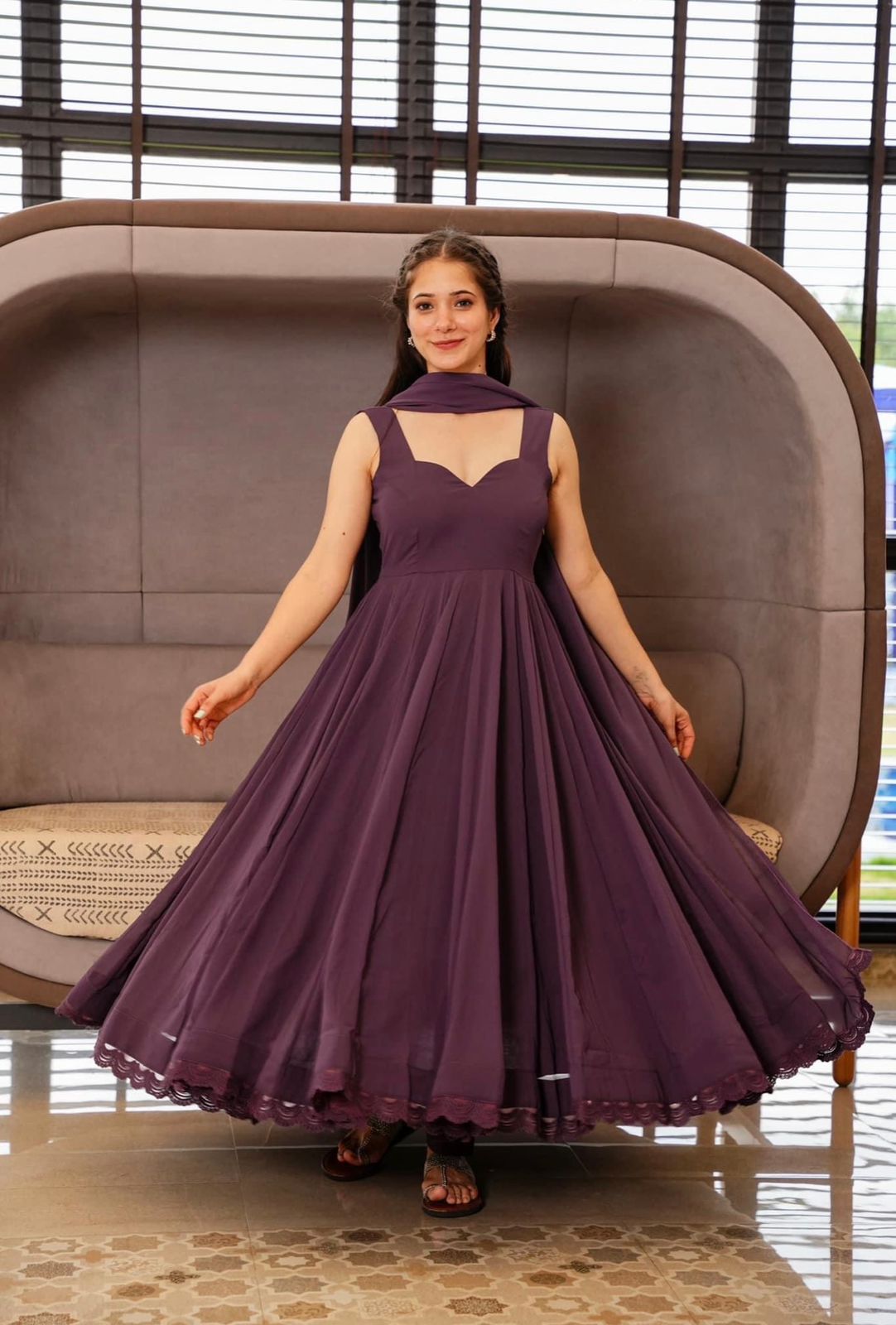 Latkan Dori Work Dusty Pink Color Gown