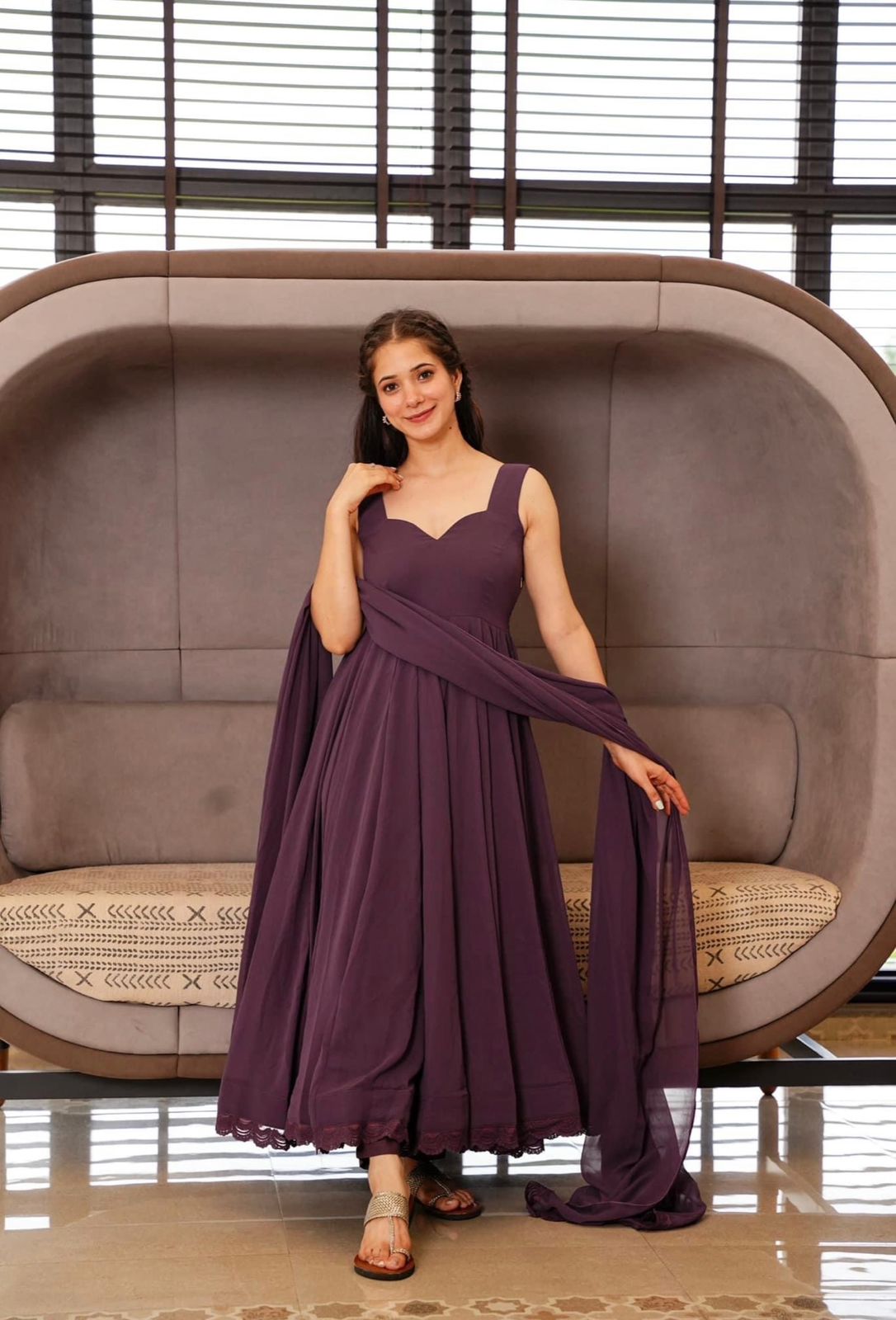 Latkan Dori Work Dusty Pink Color Gown