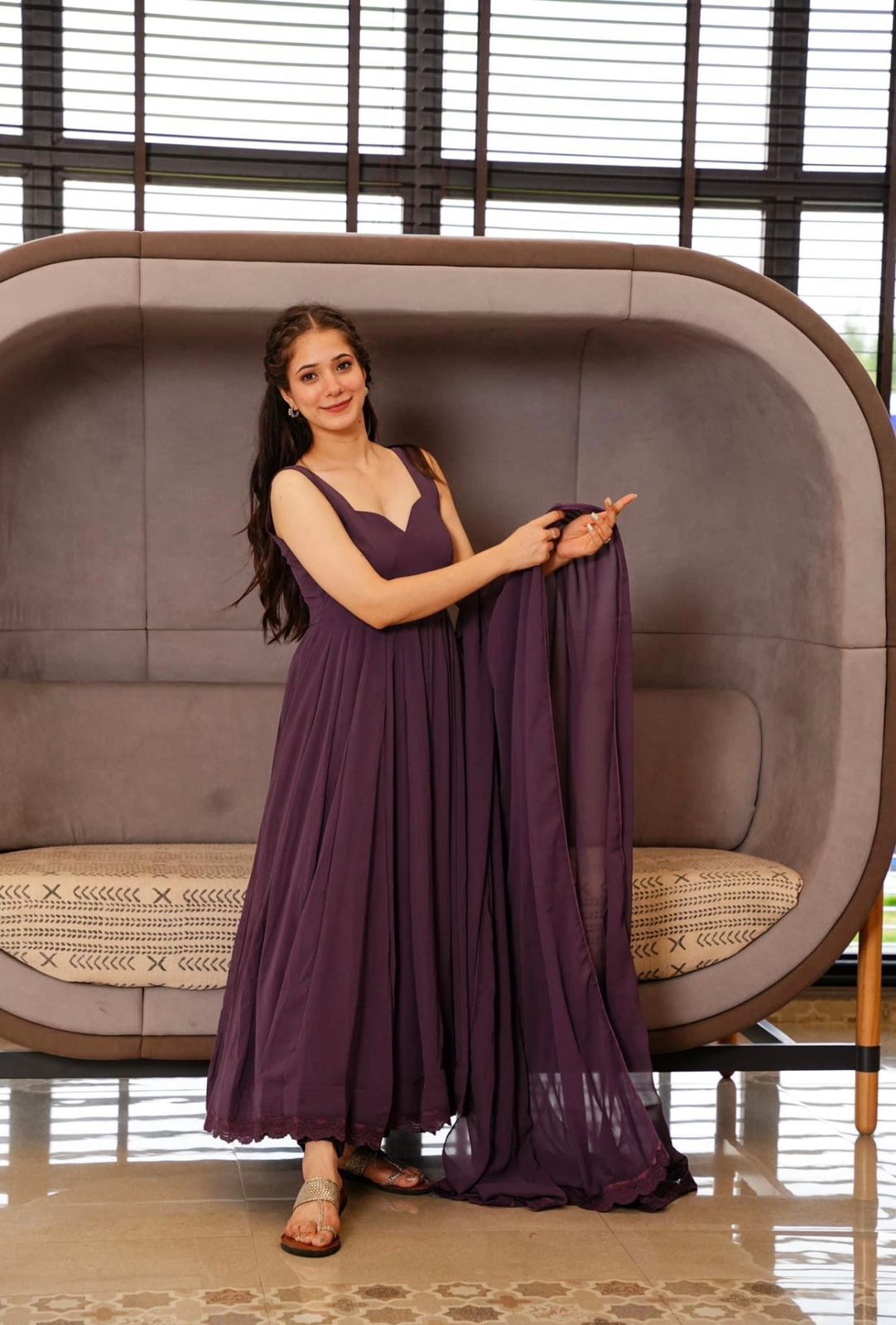 Latkan Dori Work Dusty Pink Color Gown