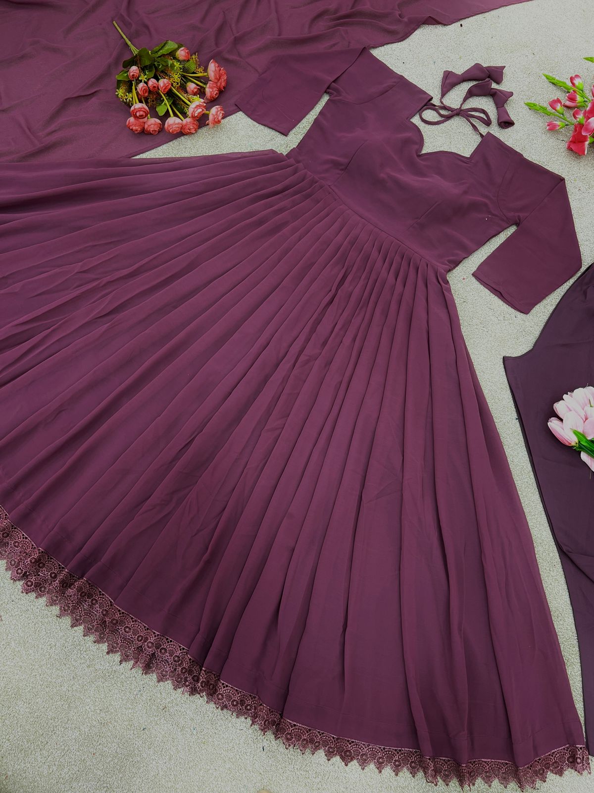 Latkan Dori Work Dusty Pink Color Gown