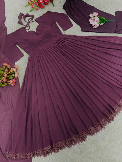 Latkan Dori Work Dusty Pink Color Gown
