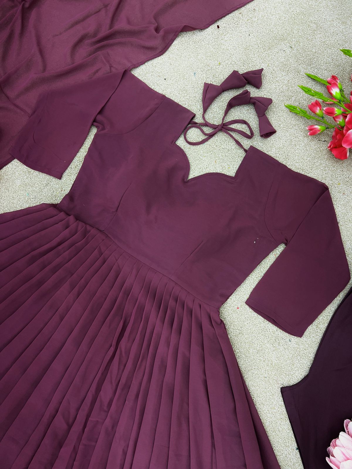 Latkan Dori Work Dusty Pink Color Gown