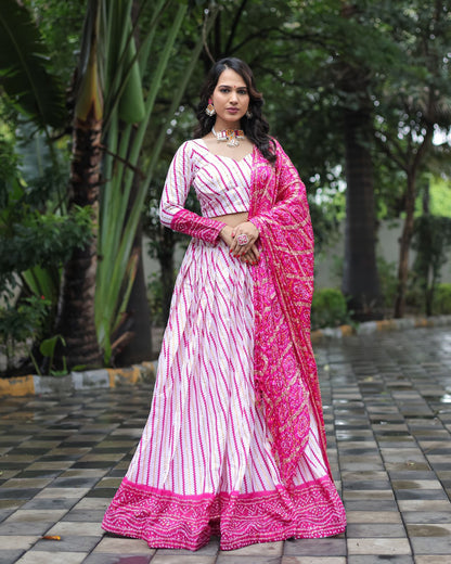 Foil Printed Pink Color Traditional Wear Lehenga Choli