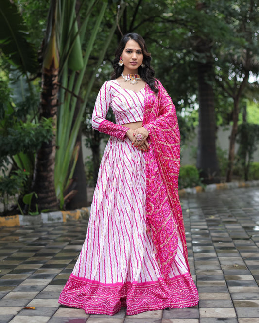 Foil Printed Pink Color Traditional Wear Lehenga Choli