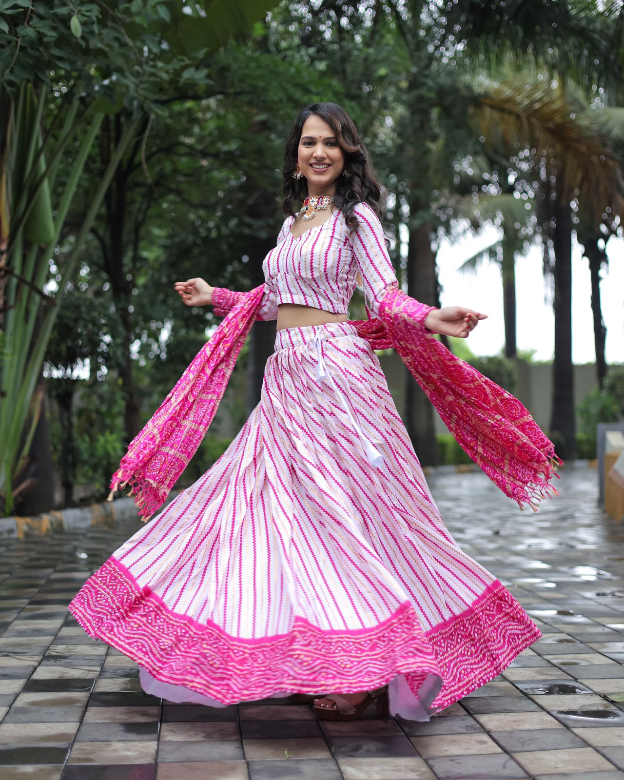 Foil Printed Pink Color Traditional Wear Lehenga Choli