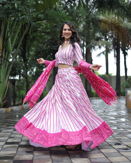 Foil Printed Pink Color Traditional Wear Lehenga Choli