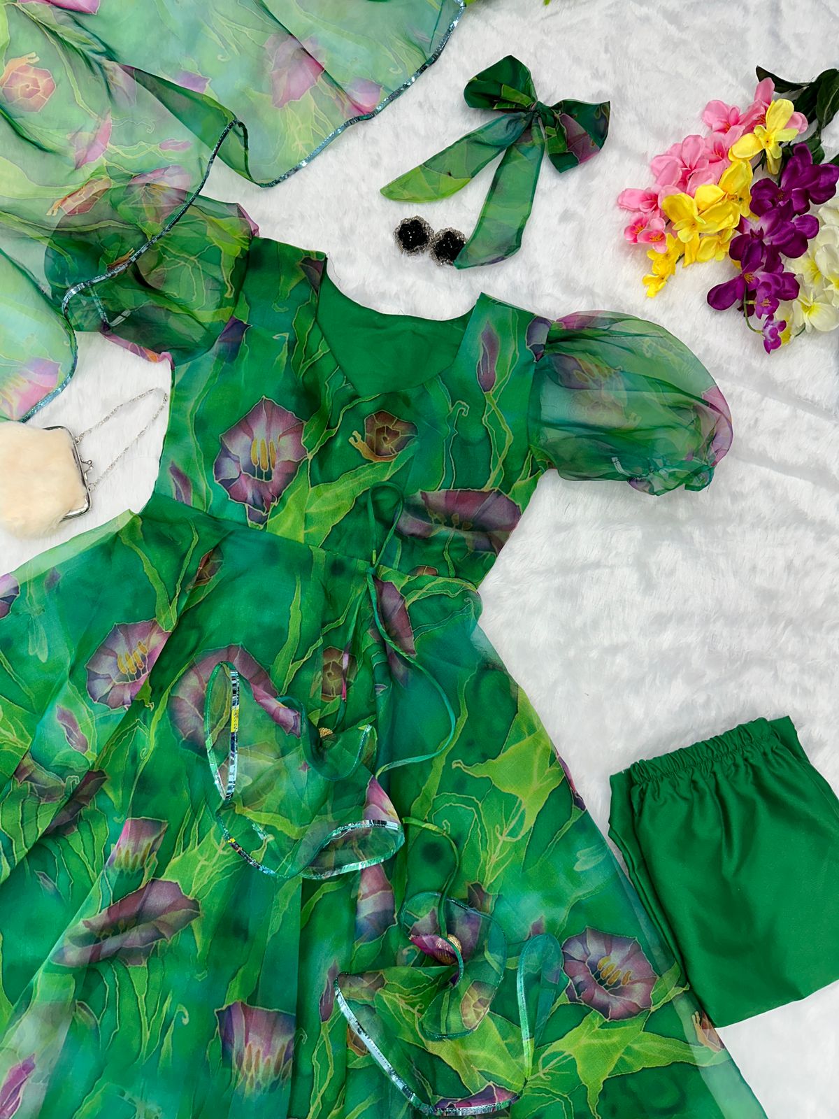Glorious Digital Print Green Color Anarkali Suit