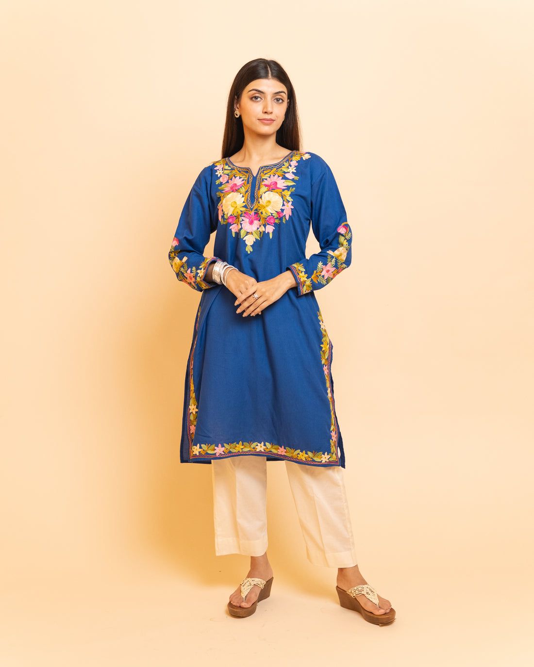 Wonderful Thread Work Blue Top With Pant