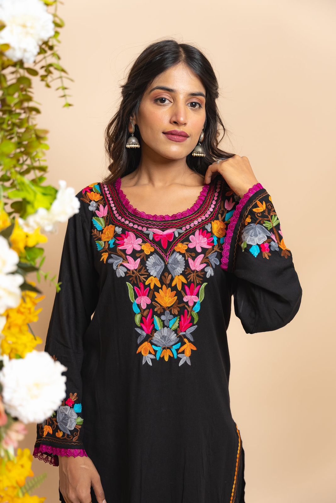 Wonderful Thread Work Black Top With Pant